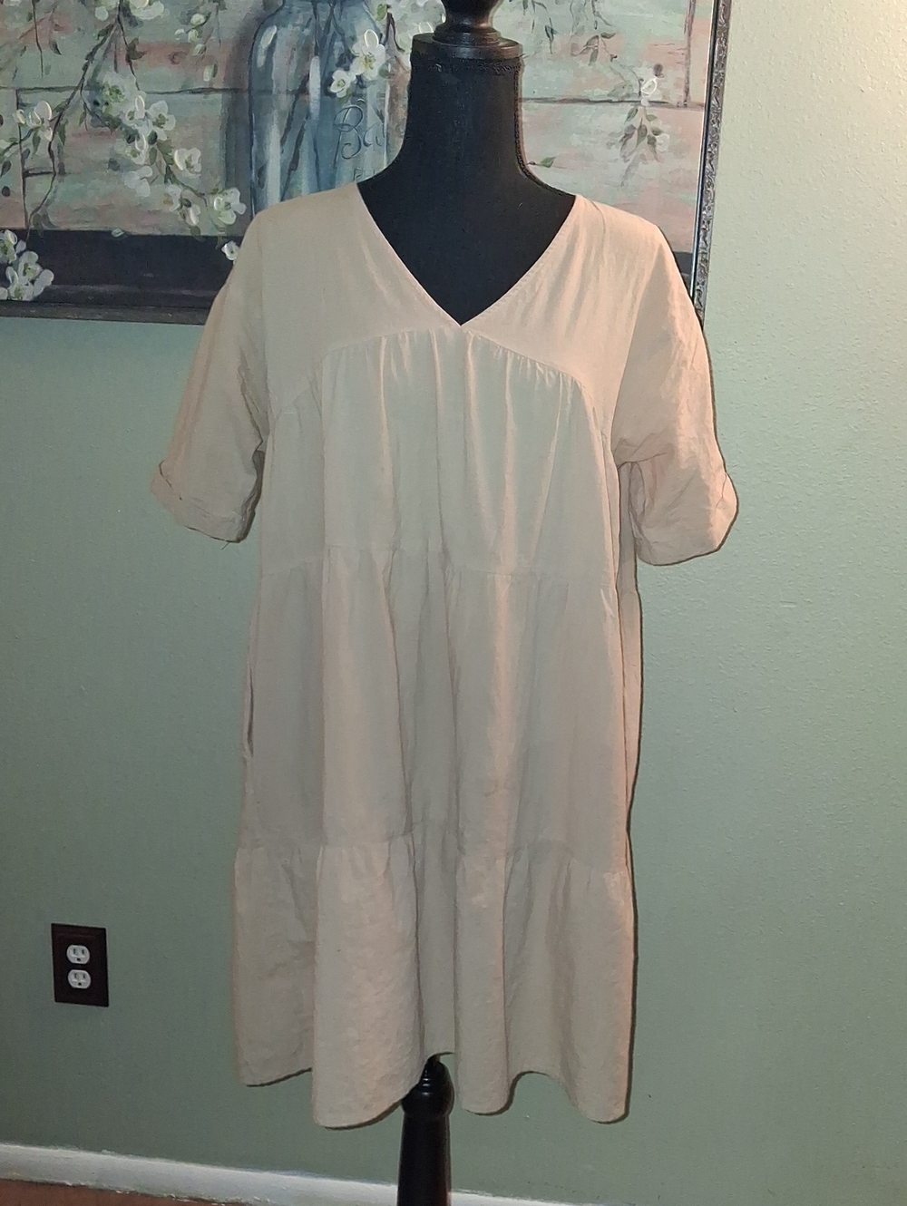 Grade & Gather V-Neck Tiered Short Sleeve Top